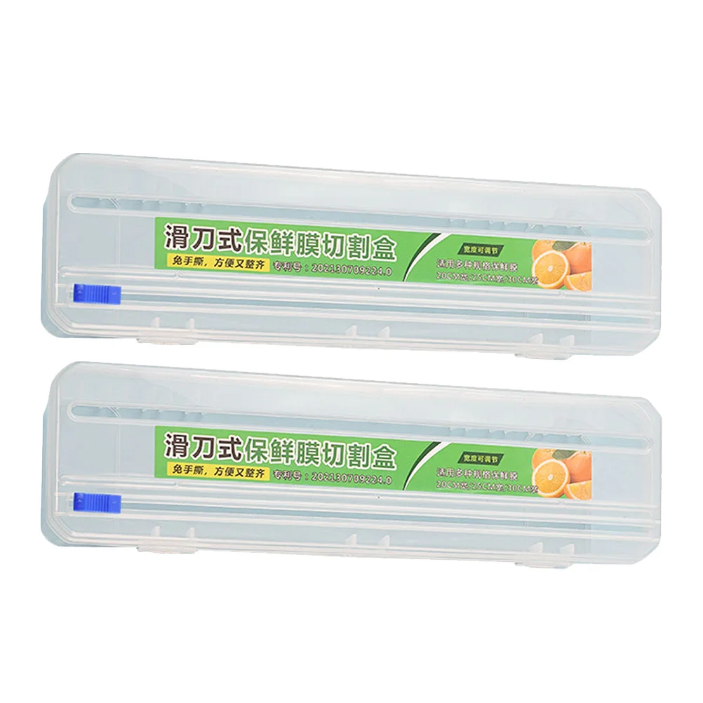 

2 Pcs Plastic Wrap Wraps Dispenser with Cling Holder Film Commercial Kitchen Home Food Slide