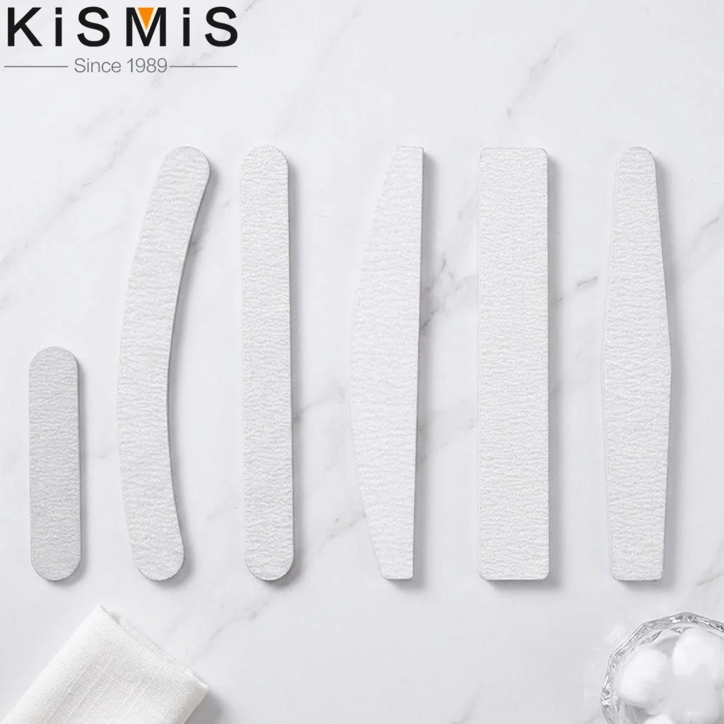 5pcs Manicure Nail File Set Purple Gray Core Half Moon Prong Straight Wide Sanding Strips for Nail Shaping and Buffing