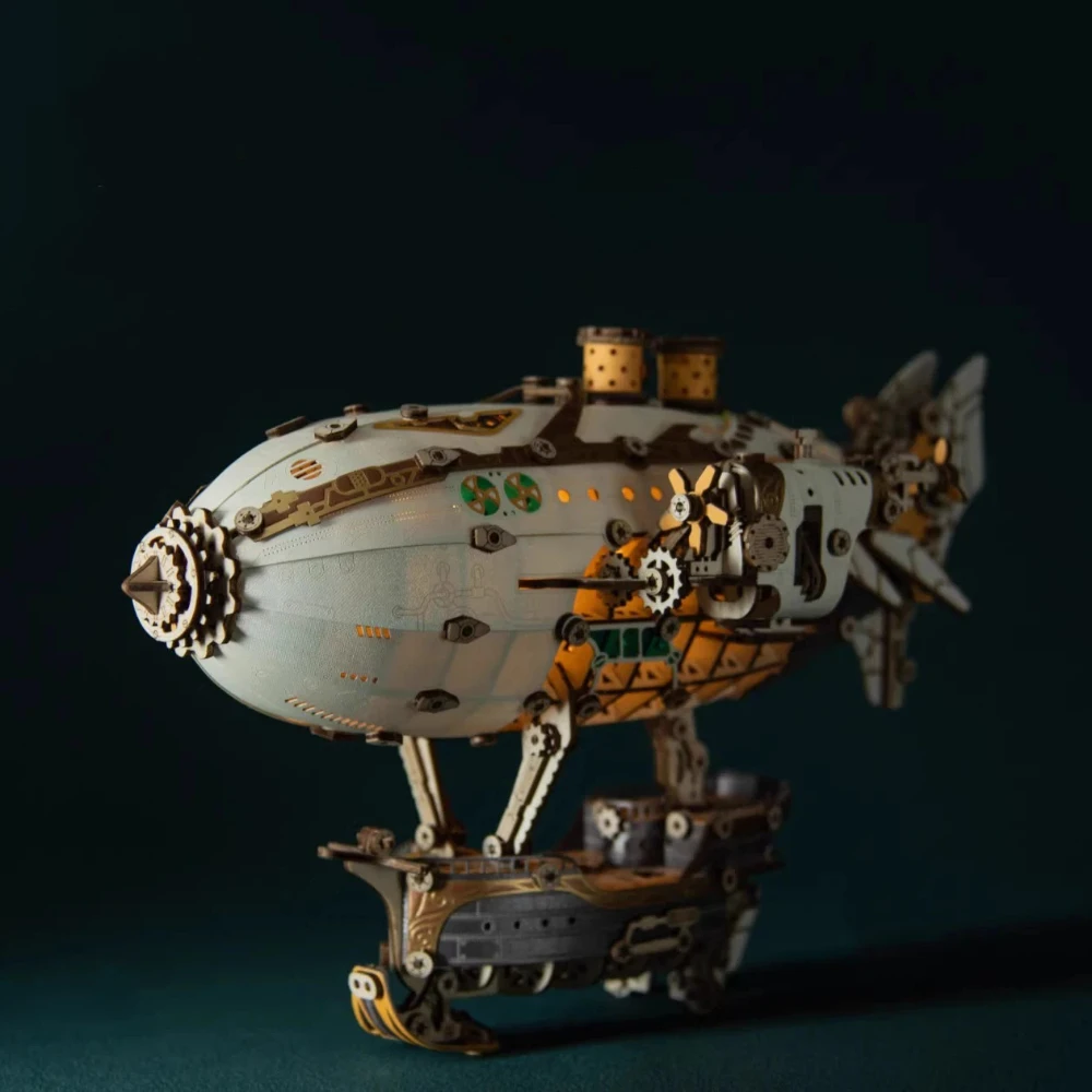 3D Puzzle DIY Holz Fantasy Luftschiff Modell Kits LED Lichter Desktop Dekoration Handgemachte Tisch Ornament Erwachsene Kinder Geburtstag Geschenke