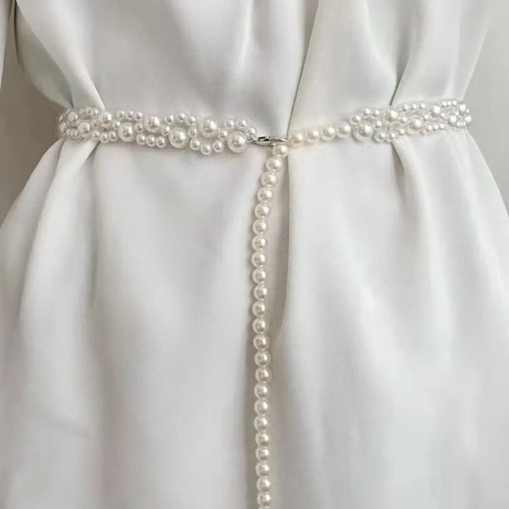 Fashion 100cm Pearl Waist Chains Waist Accessory Versatile Body Jewelry Temperament Elegant Waist Belt Women