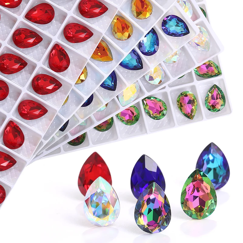 Droplet k9 high quality Glass Rhinestones Glitter Pointback Crystals Stones DIY Jewelry Decoration crafts Gemstones Accessories