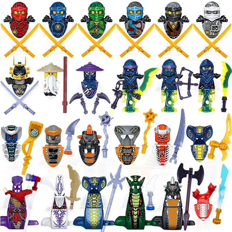 24 Pieces Anime Characters Ninja Figures Garmadon Jay Lloyd Samukai Cole Harumi Ultra Violet Pyro Snake Building Block Kids Toys