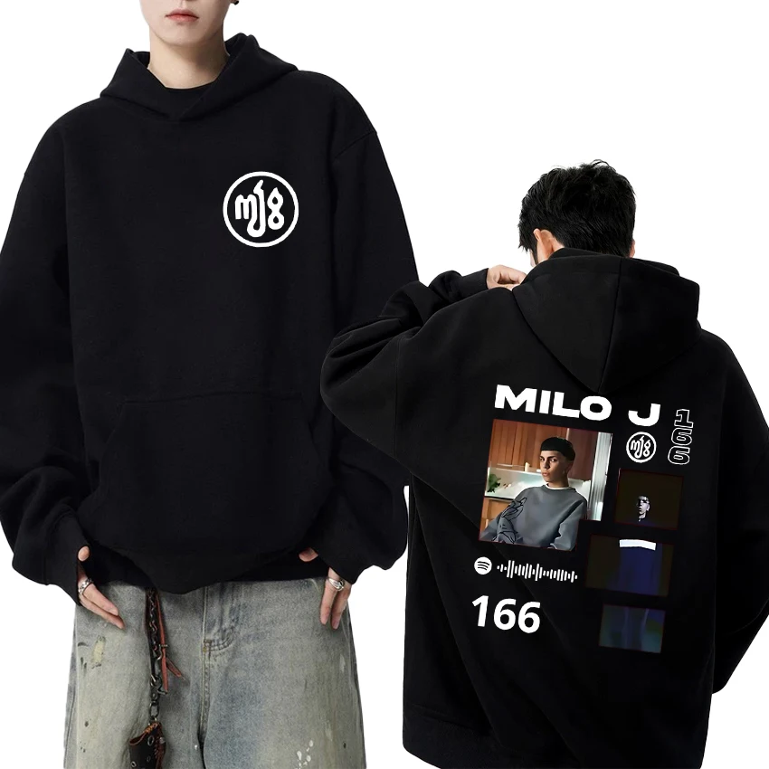 

Hot Rapper Milo J 166 Album Double Sided printed Hoodies 2025 New Unisex vintage hip hop streetwear Men women Fleece Sweatshirt