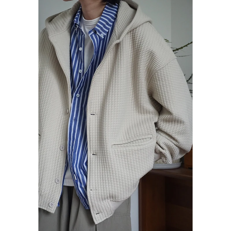 

Loose Casual Men's Hoodie Jaet Pure Color Spring Autumn New Sle Retro Japanese Wer Outerwear for Couples Youth Faion