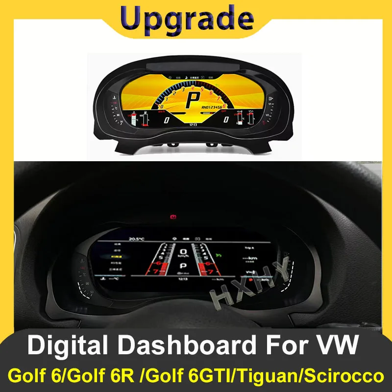 2025 Newest Car Digital Cluster Instrument CockPit for Volkswagen VW Scirocco Tiguan Golf 6 GTI LCD Speedmeters Dashboard Player