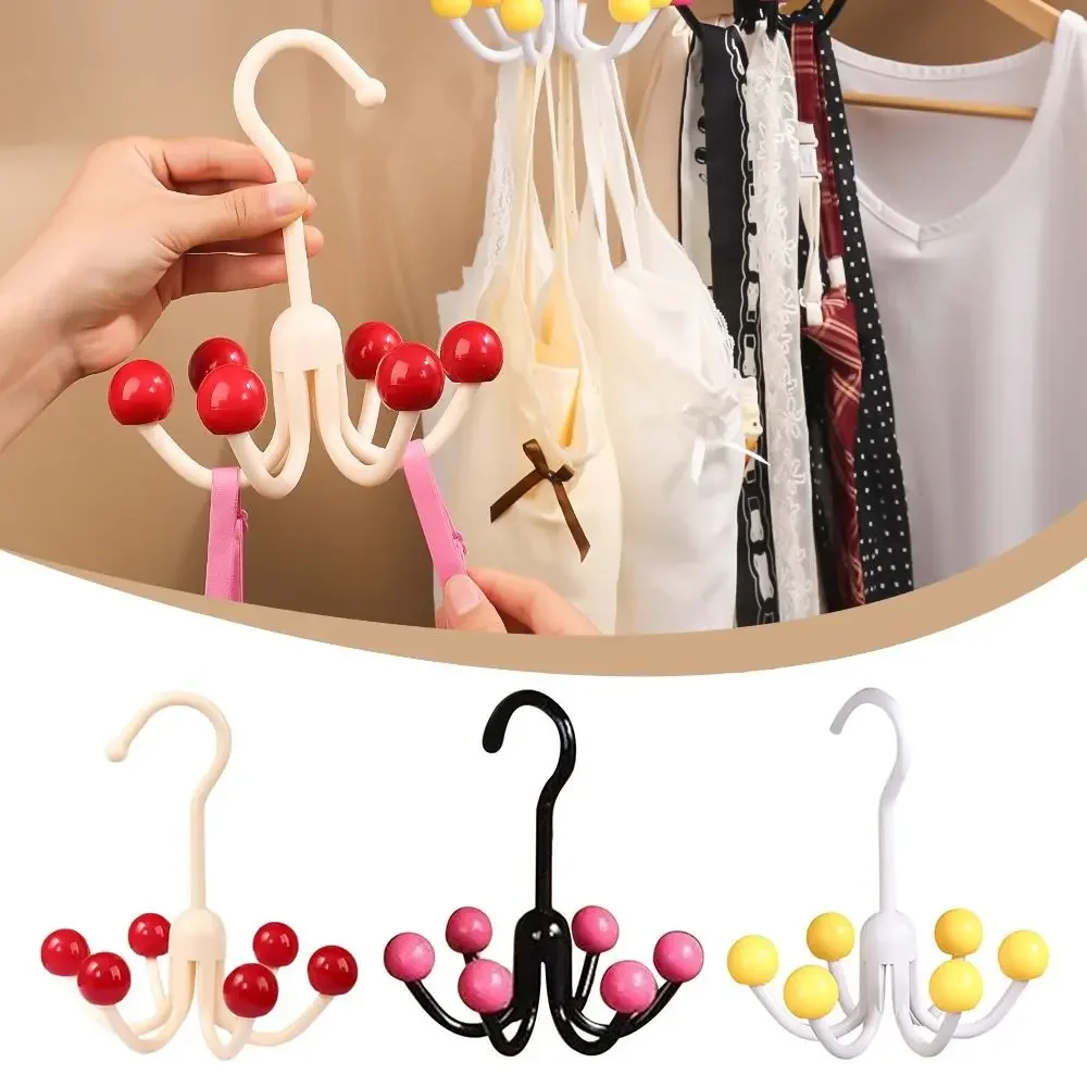 CANBOUNMultifunctional Home Clothes Hanger Portable With 6 Balls 360°Rotating Hook Dopamine Space Saving Scarf Tie Display Rack