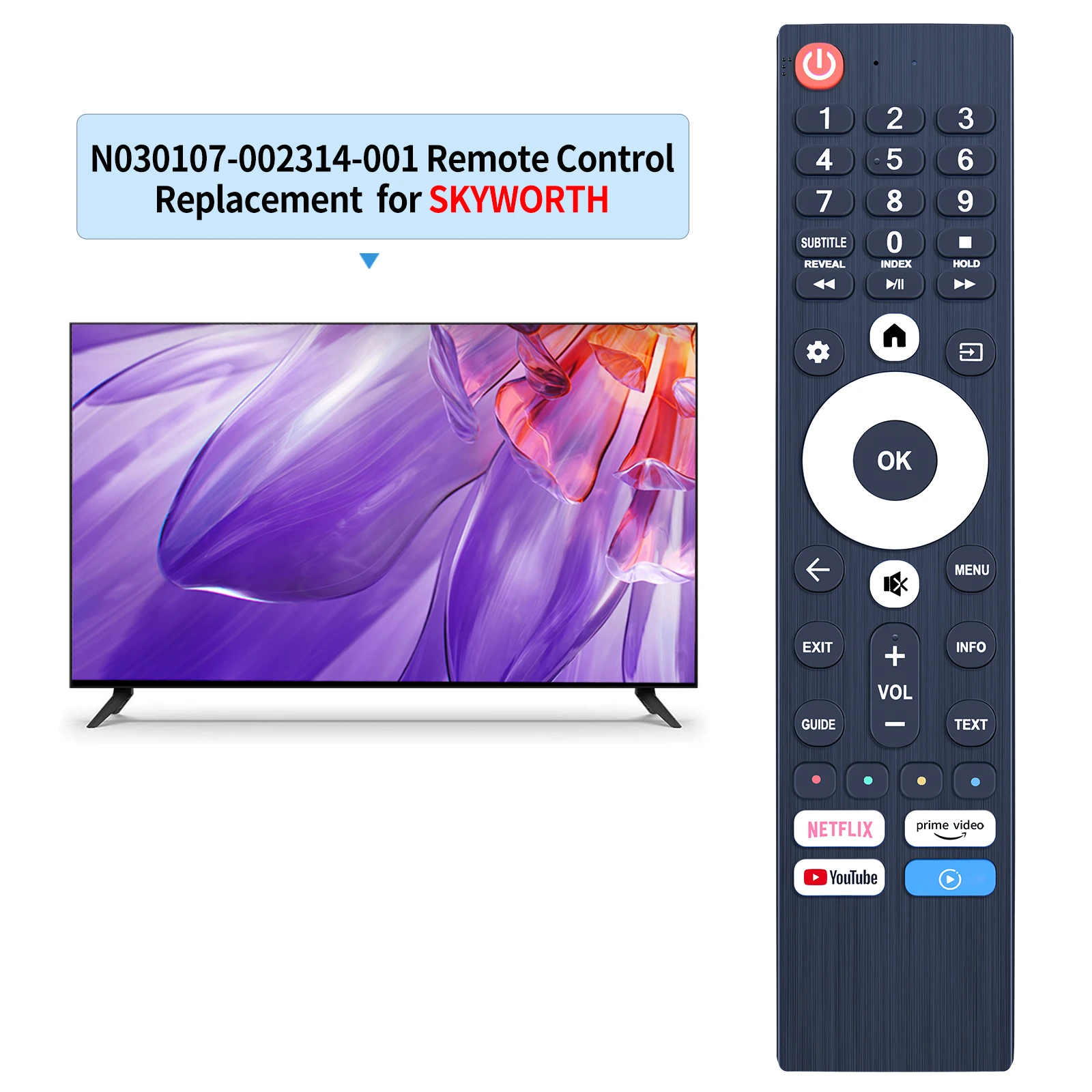 New Remote Control N030107-002314-001 HS-8C02J-00 for SKYWORTH TV