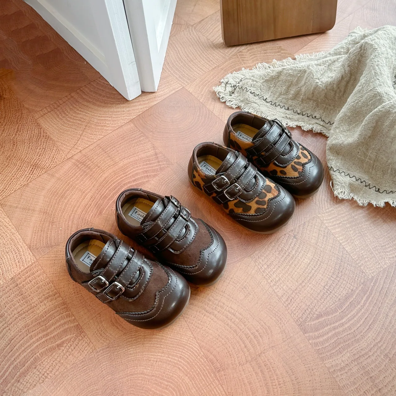 Kids'Casual Shoes Color Blocking PU Leather Autumn Fashion Shoes For Children Breathable Anti-slip Brown Khaki Size 21-33