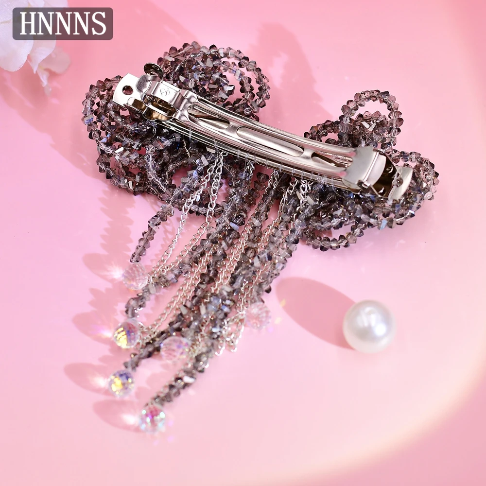 TOPQUEEN Sposa alla moda Matrimonio Fiocco viola Fatto a mano con perline Nappa da donna Elegante banchetto Festa Copricapo quotidiano YXA68