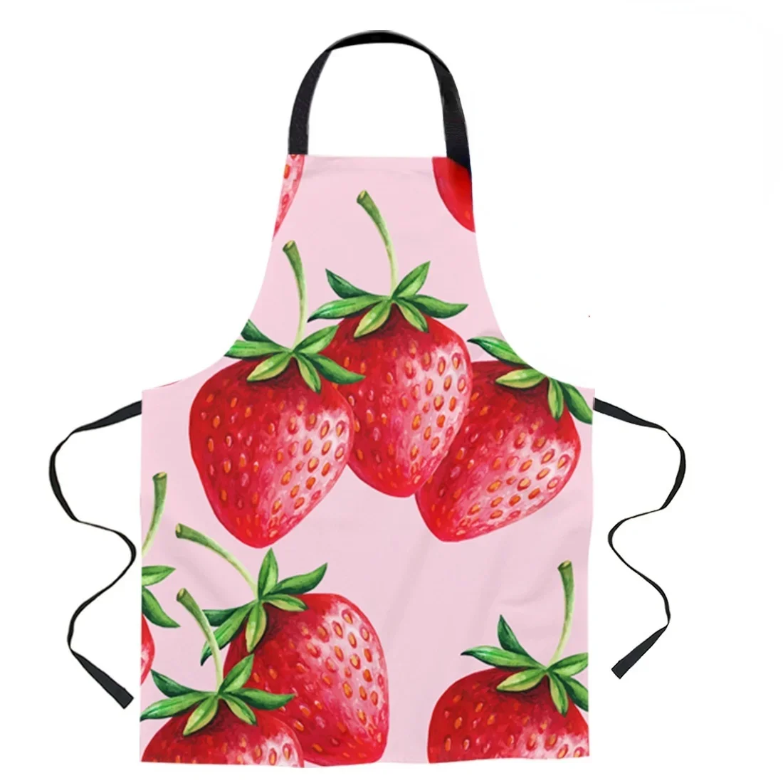 Fruit Strawberry Wood Grain Retro Apron Kitchen Home Cleaning Apron Haircut Apron Cooking Accessories Female Apron Delantal Chef
