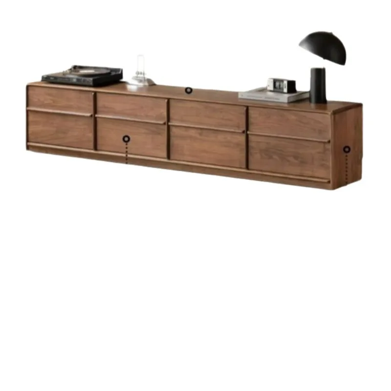 

Solid wood TV cabinet Living room Italian light luxury floor cabinet Black walnut floor bone line TV cabinet Modern simplicity