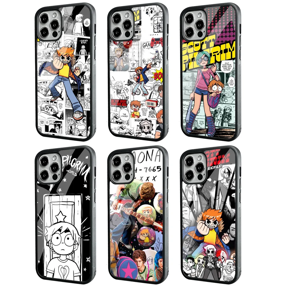 Чехол для телефона с рисунком Скотт Пилигрим против мира для IPhone 11, 12, 13, 14, 15 Plus Pro Max, зеркальный акриловый чехол из ПК и ТПУ