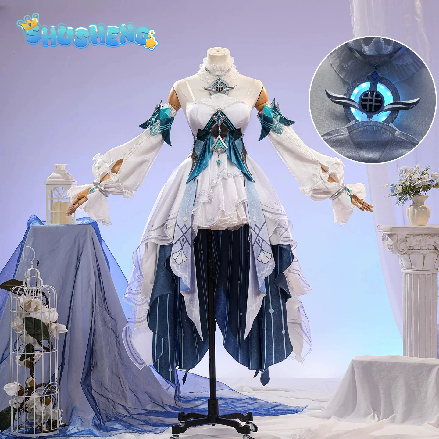 Genshin Impact Vodyanitsa Cosplay-Kostüm, Snezhnaya-Version, Meerjungfrauen-Kostüm, hochwertiges Cosplay-Kleid, Accessoires, komplettes Set.