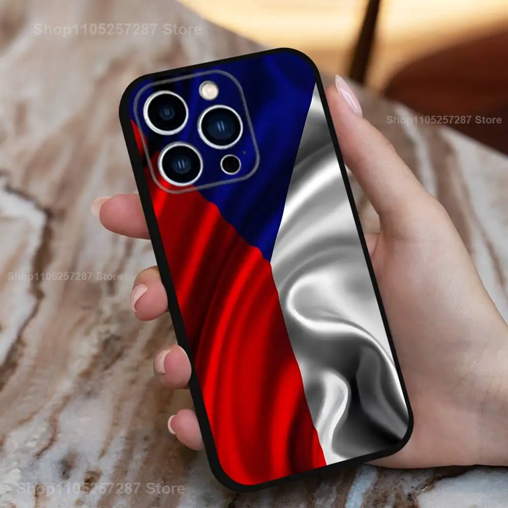 علم جمهورية الفن التشيكي لهاتف iPhone 12,14,13,15,8,7,16,11,17,X,Mini,Plus,Pro,XR,SE,XS,Max,Soft Silicone Black Case #6