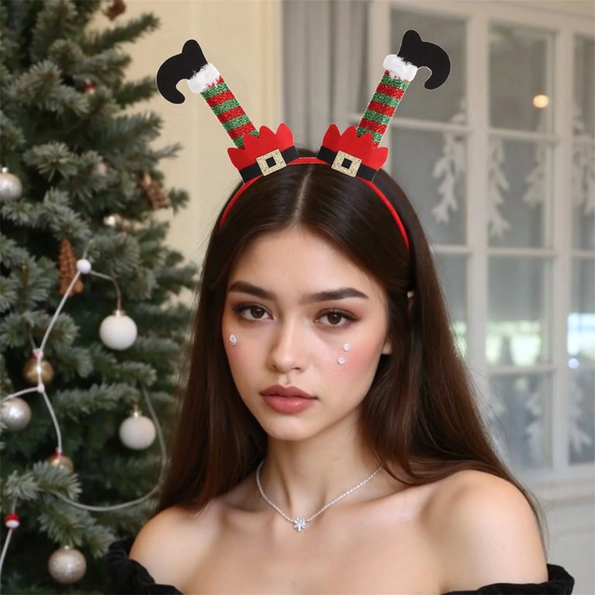 Bandeau de noël pour dames et enfants, couvre-chef festif avec poignée pour célébration de vacances, accessoire d'ornement de cheveux