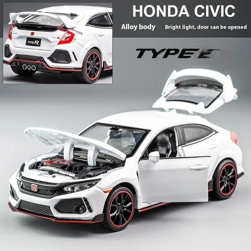 

1:32 Honda Civic Type-R Alloy Sports Car Diecast Metal Model Car Central Control Ornaments Miniature Car Model Kids Toys Present