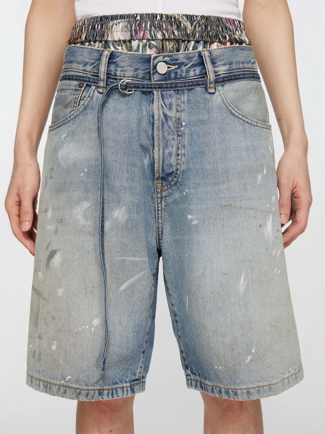 

Retro Waed Casual Loose Jeans orts Men's Distred Painted fiti Five-Point Pants Wear-resistant Spring Summer orts