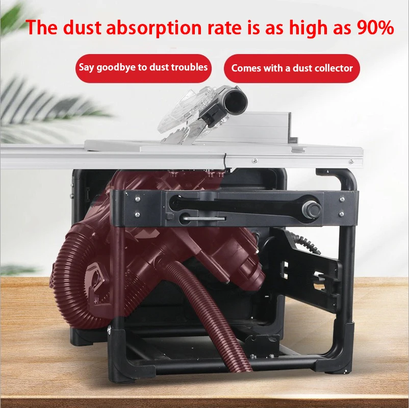 Serra de mesa de madeira composta elétrica sem poeira de 10 polegadas - Serra de mesa deslizante multifuncional para carpintaria Serra de corte de precisão integrada