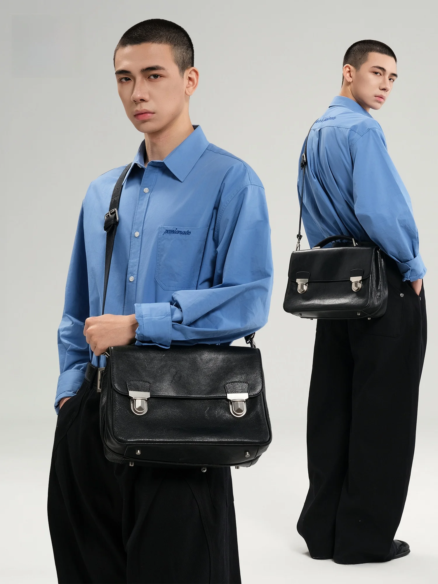 

Classic British Style Genuine Leather Messenger Bag Men's Crossbody Bag Retro Commuter Bag Casual Single Shoulder Handbag