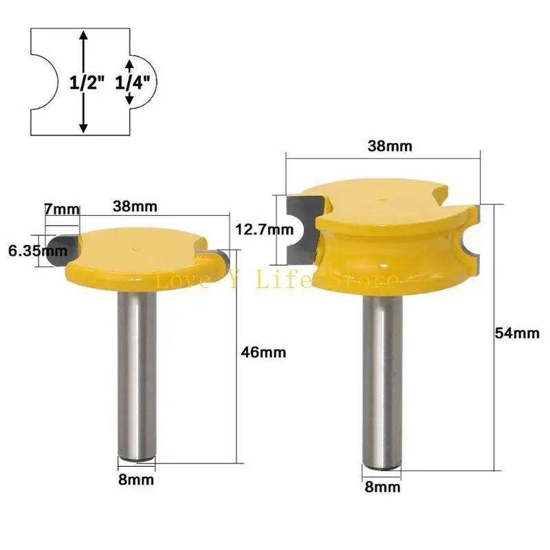 

L74C 2Pcs/Set 8MM Shank Canoe Flute and Bead Router Bit Set Woodworking Coba