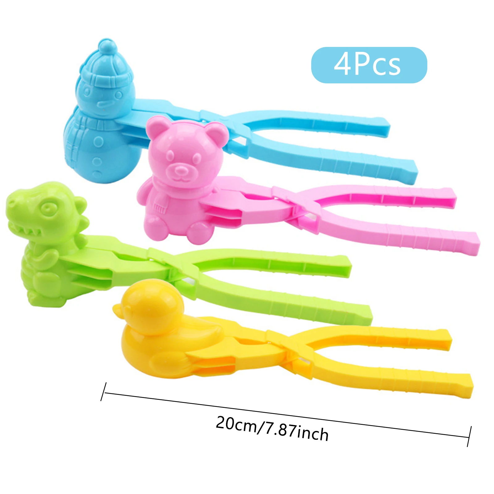 4Pcs Snowball Maker Clip For Kids Adult Heart Snowflake Duck Shape Clip Tongs for Outdoor Sand Snow Ball Mold Fight Sports Toys