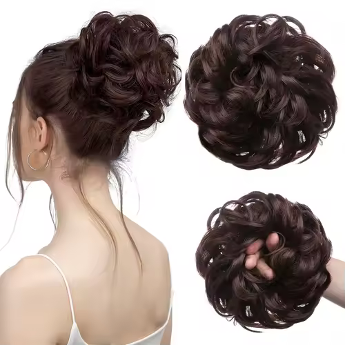 Synthetic Messy Hair Bun Extensions Big Curly Elastic Hair Scrunchies Hairpieces Chignon Donut Updo Hair Pieces for Women - Image 24