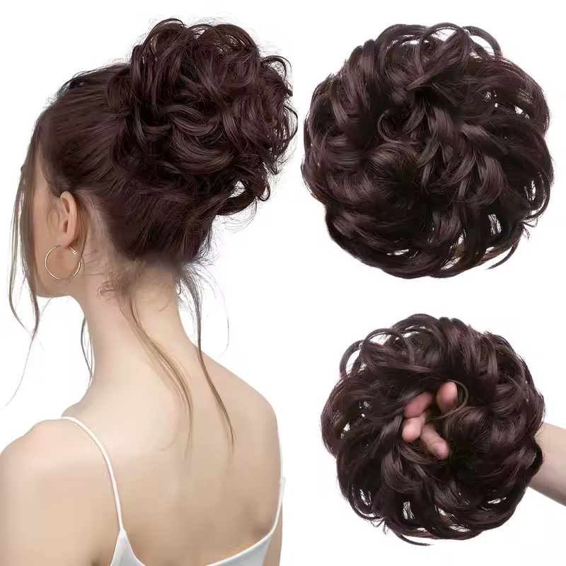 Synthetic Messy Hair Bun Extensions Big Curly Elastic Hair Scrunchies Hairpieces Chignon Donut Updo Hair Pieces for Women - Image 24