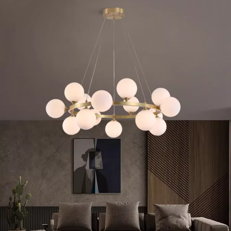 Modern Magic Bean Pendant Light Nordic Glass Bubble Ball Chandelier for Living Room Dining Room Bedroom G9 Hanging Lamp