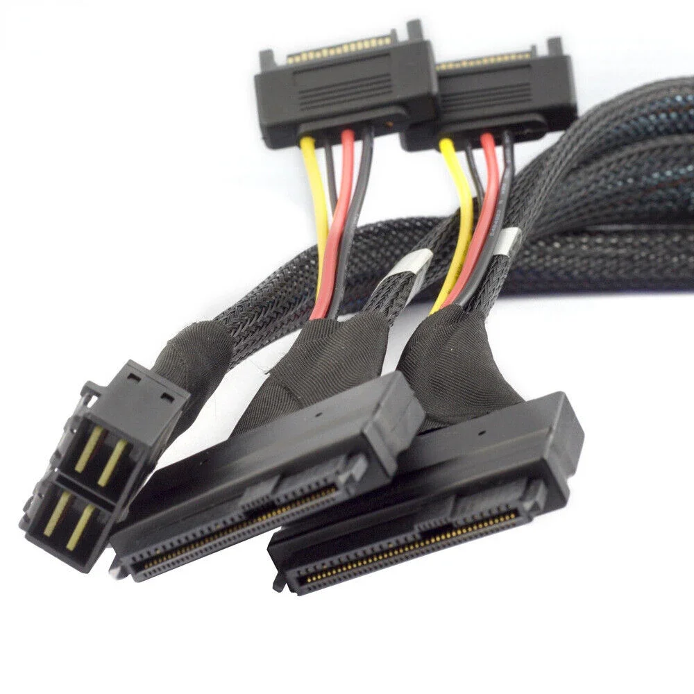 High-quality 2 Ports MINI SAS SFF-8643 4I to 2X SAS SFF-8639 with SATA 15P connection cable