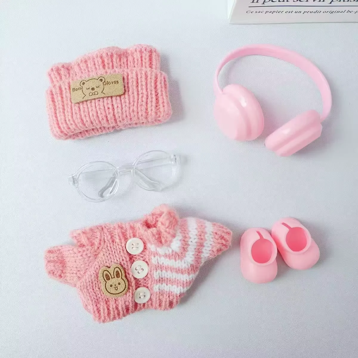 Für Labubu V1 V2 Idol Nette Puppe Kleidung Mode Pullover Outfit Zubehör Sitzen Party Rosa Weiß