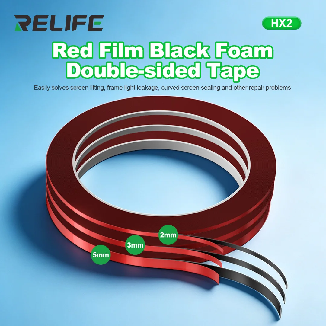RELIFE HX2 Red Film Black Foam Double-sided Tape Strong Adhesion no Residue for Mobile Phone Curved Screen Repair Work