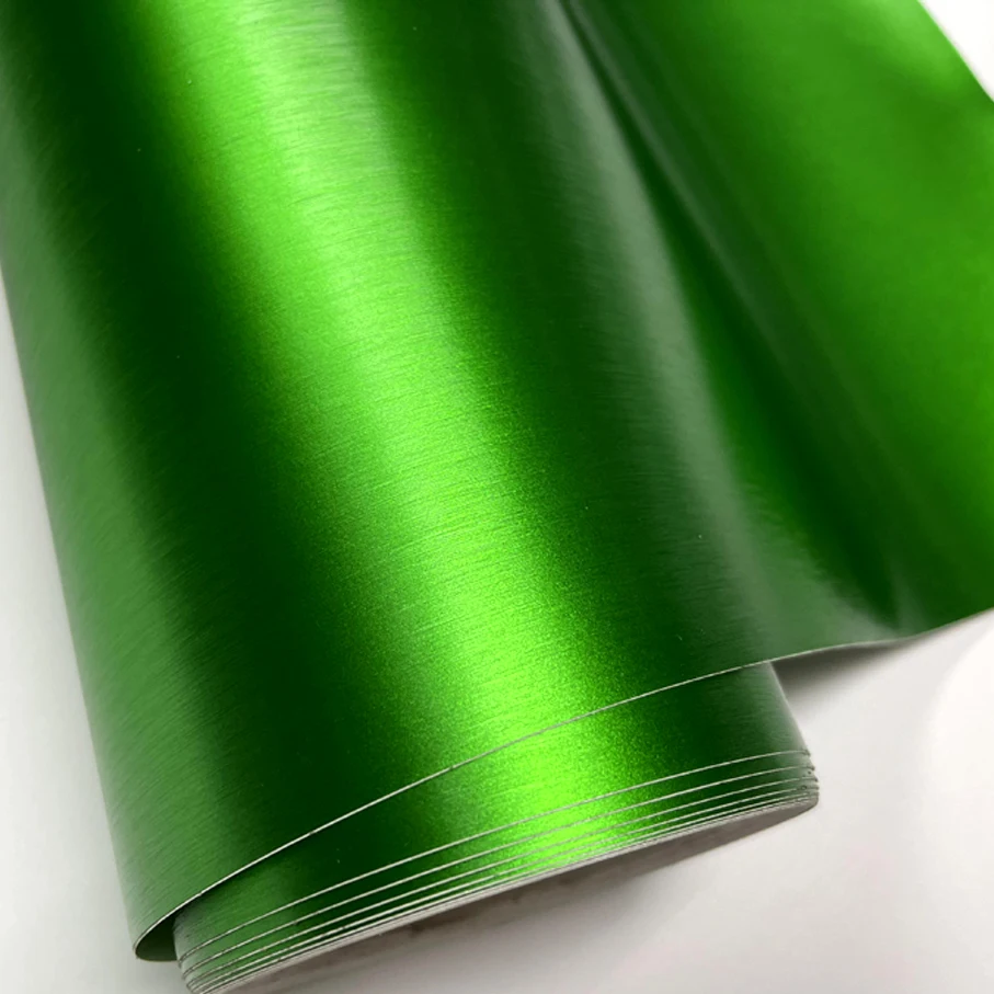 10/20/30/40/50x152CM Metallic Apple Green Brushed Metal Vinyl Wrap with Air Release Technology Adhesive Car Wrapping Sticker