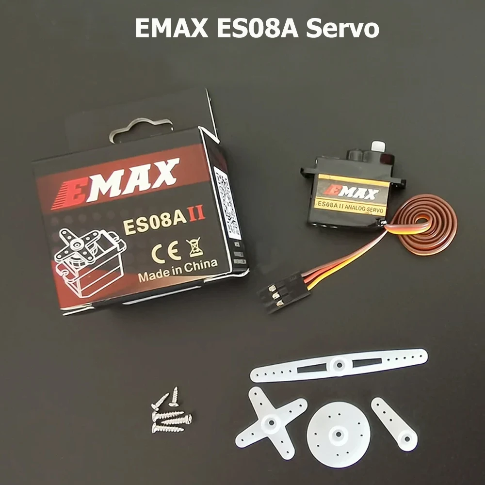 EMAX Servo ES08A II 9g Micro Servo Plastic Gear Analog Mini Servo 1.8kg/Sec for RC Models Fixed Wing 3D Airplane Replacement DIY