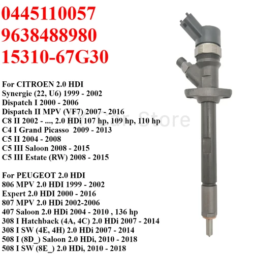 Imagen 1 del producto 0445110057 9638488980 nueva boquilla de inyector de combustible diésel para Citroen C4 C5 C8 Peugeot 308 508 806 807 Expert Suzuki 2,0 HDi