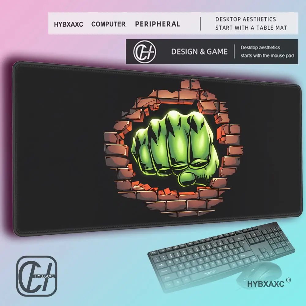 HYBXAXC Green Fist Smashing Wall Fun Design Comic Mousepad,non-slip Waterproof Game Deskmat,suitable for Giving Friends