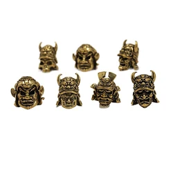 5 styles Casting brass  Japanese warrior knight samurai skull Paracord 550 5.5mm Hole Beads EDC Knife Keychain accessory decor