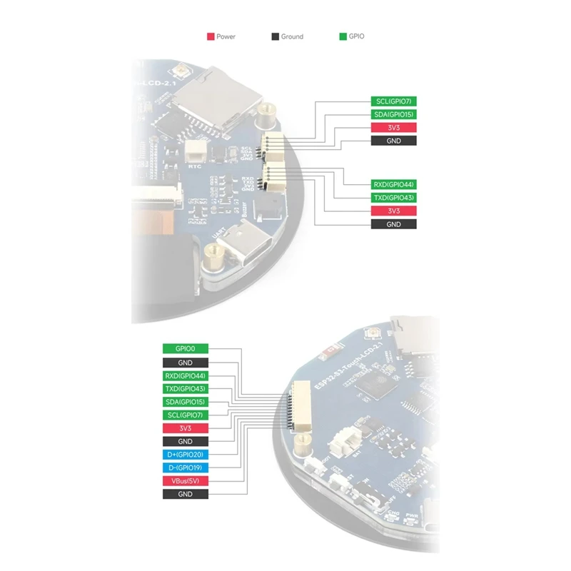 Placa de desarrollo de pantalla táctil redonda de 2,1 pulgadas ESP32-S3 Chip Wifi/BLE5 a bordo QMI8658 Sensor de seis ejes