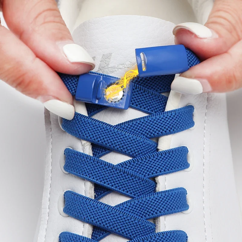 17 Colors No Tie Shoelaces Magnetic Metal Lock Elastic Shoe Laces For Sneakers Upgrade 0.8CM Bold Lazy Shoes Lace Accessories