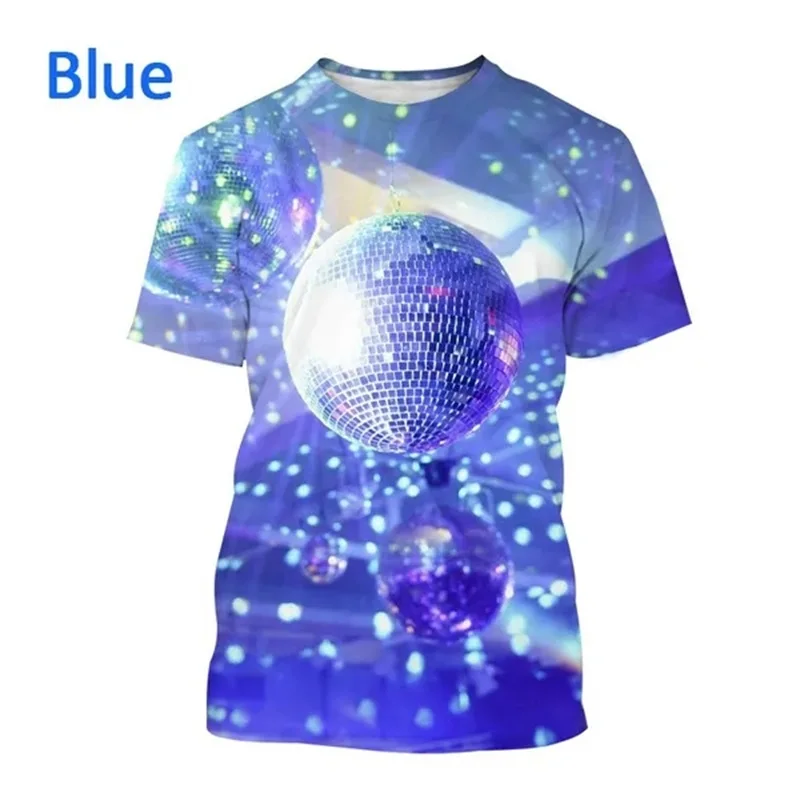 New Party Disco Ball Print Tshirt a maniche corte O Neck Plus Size T Shirt per uomo donna Casual Cool Hip-hop Streetwear Tee Tops