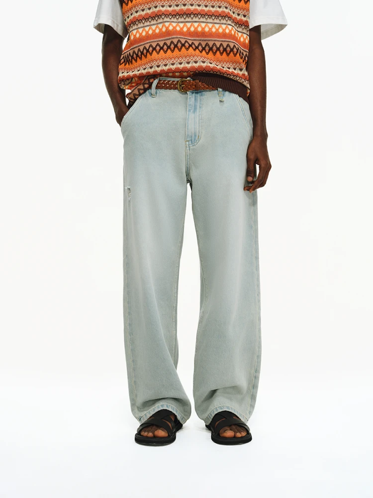 

ATRY Американские ретро джинсы с завышенной ножью, прямые широкие брюки с высокой талией, повседневные дышащие брюки