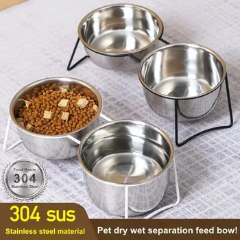 Elevated Cat Bowls, Dog Bowl, Stainless Steel Raised Cat Food Water Bowl Set with Stand Pet Feeding Bowls for Indoor Cats Dogs 1