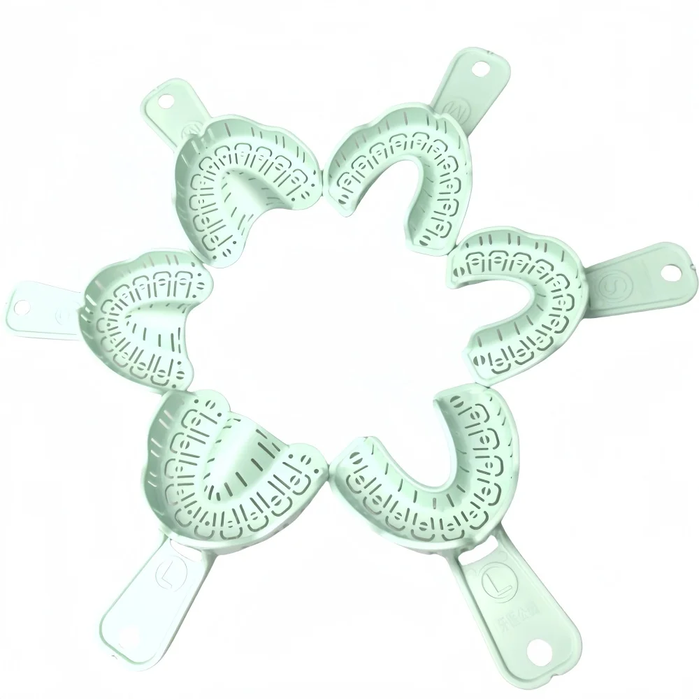 2PCS Dental Implant Impression Trays, Disposable Upper/Lower Jaw Plastic Trays for Orthodontic Procedures & Denture Making