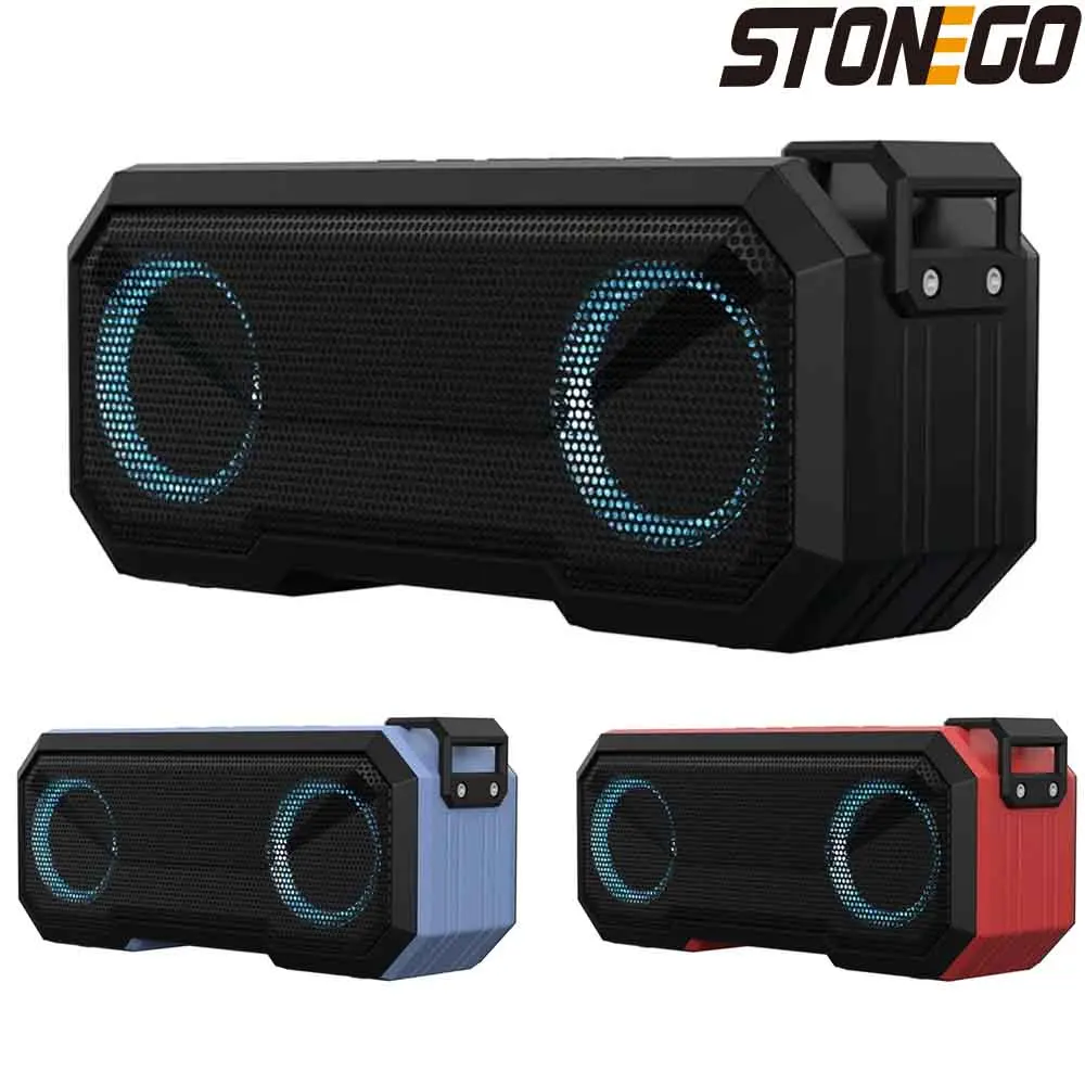 Portable Bluetooth Speaker, Wireless Flashing Lights, TWS Bass Stereo, IPX7 Waterproof, FM, 12H Playtime