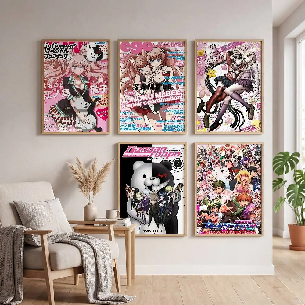 Klassisches Anime-Danganronpa-Kunstposter, selbstklebendes Kunst-Poster, selbstklebender, wasserfester Papieraufkleber, Wanddekoration für Kaffeehaus, Bar, Zimmer