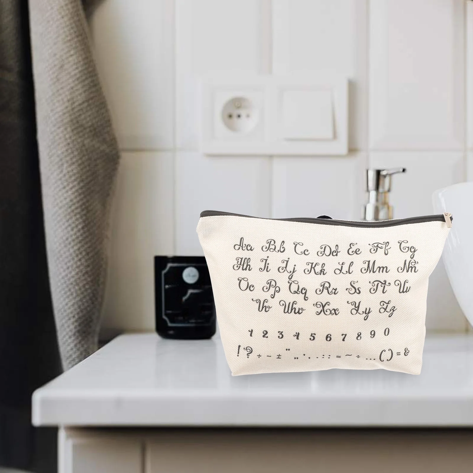 ジッパー付きメイクアップバッグ 小型ポーチ ポータブルトラベルメイクアップオーガナイザー 防水アウトドアコスメティックバッグ コットンリネンジッパーポーチ