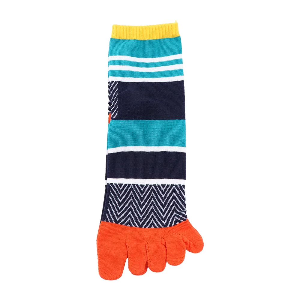 

Soft Breathable Long Tube Split-toed Socks Patchwork Color Sport Middle Tube Hosiery Five Finger Socks Man Socks Cotton