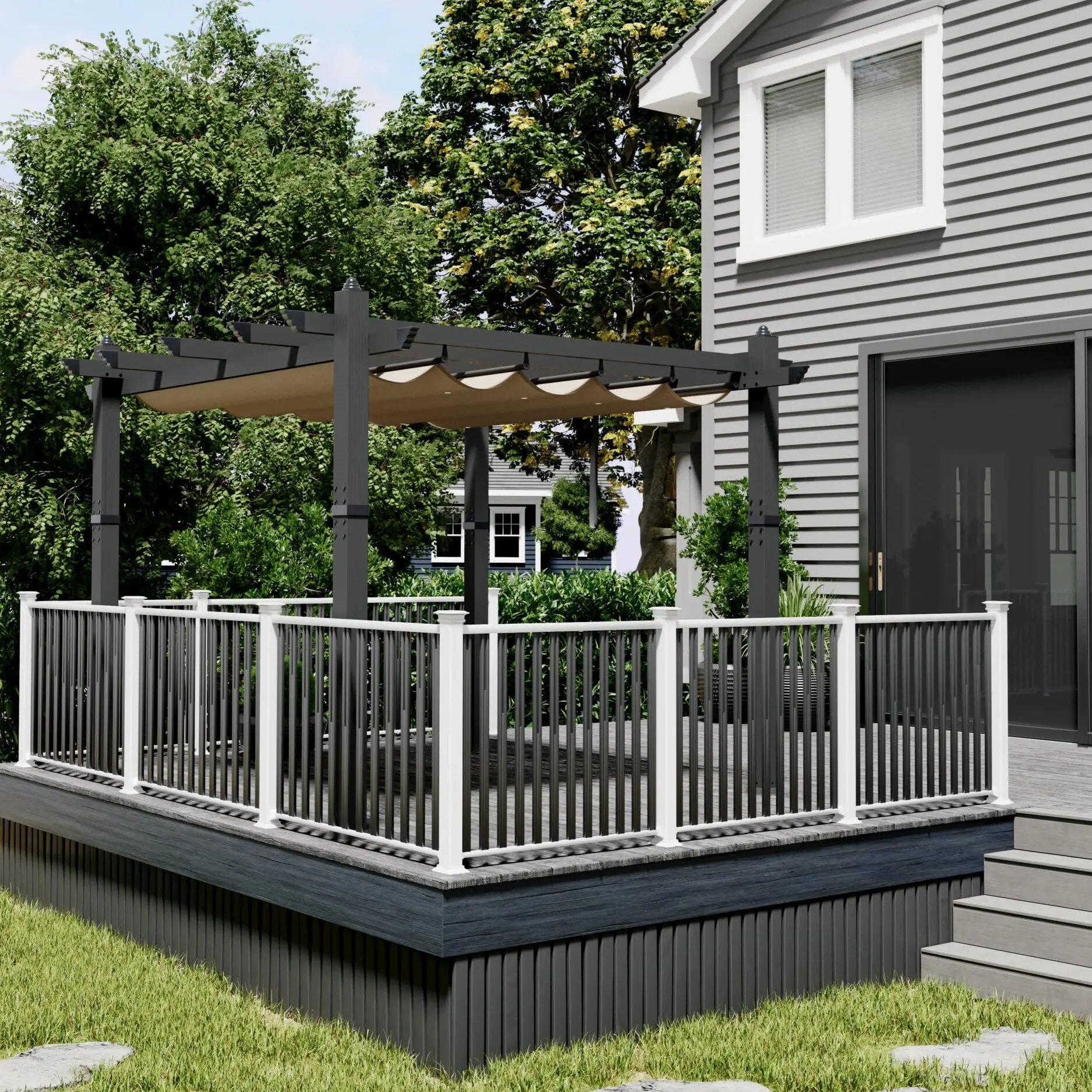 ！@Dwoo Modern Aluminium Frame 10x10ft Pergola Retractable Waterproof Outdoor All Season Backyard Patio Metal Gazebo