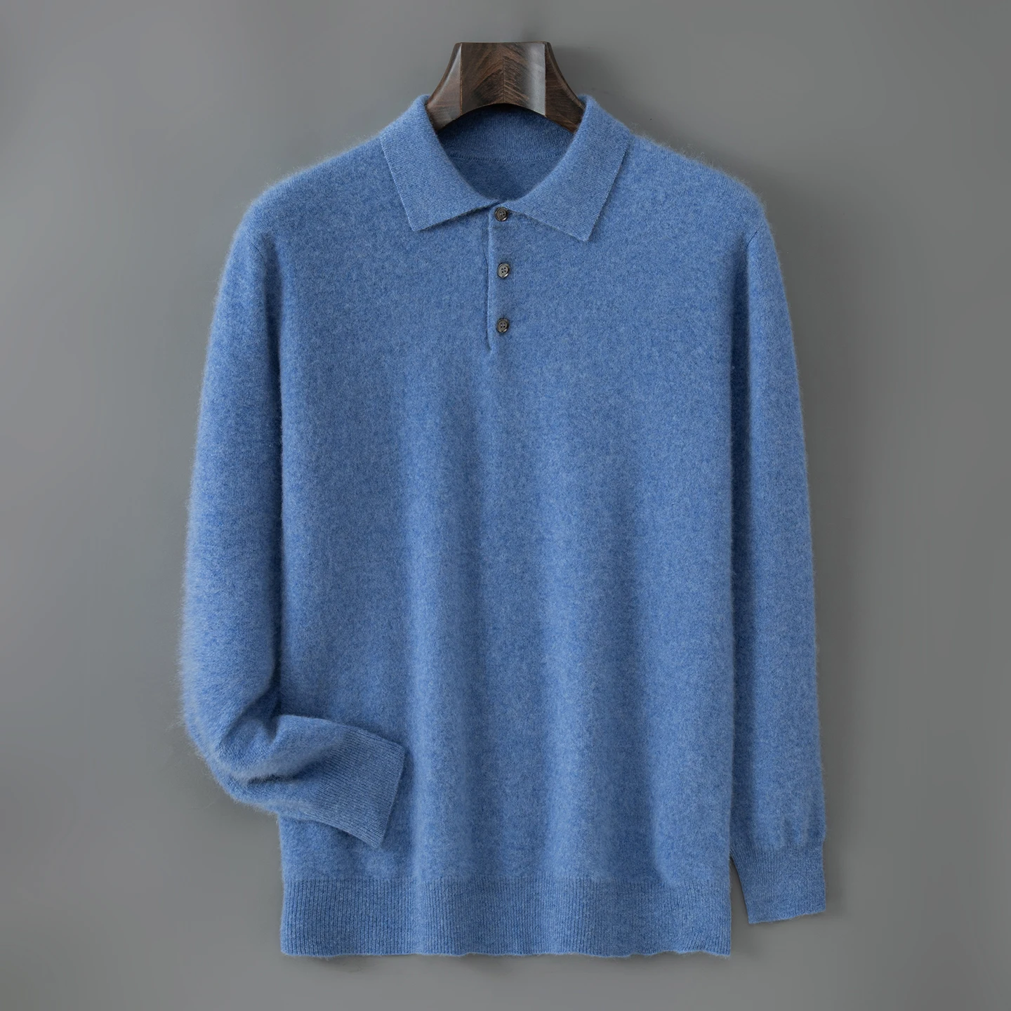 Men's PoLo Neck 100% Pure Goat Cashmere Sweater Autumn High Quality Warm Knitwear Business Casual Pullover Loose Cashmere Thick