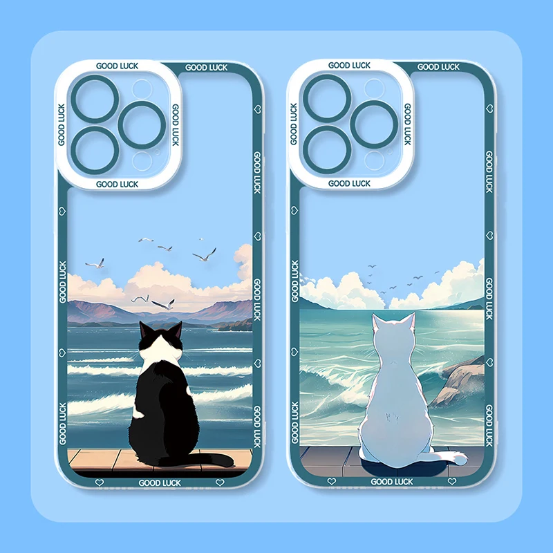 Cat Watching the Sea Case For Xiaomi Redmi Note 12 Turbo 12S 11 Pro Plus 11S 10S 9S 10 9 8 7 6 10C K60 Pro K60E Silicone Cover