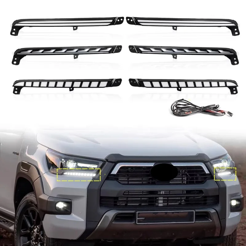 Headlight Daytime Running Light for Toyota HiLux 2020-2024 convert Turn signal bi-colour light